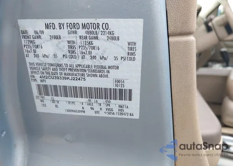 2009 Mercury Mariner Hybrid z USA, uszkodzony, nr VIN 4M2CU39339KJ22475